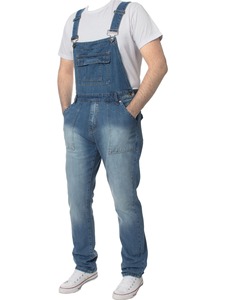 Overoles de Mezclilla para Hombre, Corte Recto, Cintura Media, Algodón Lavado, Estilo Casual - Product Image 4