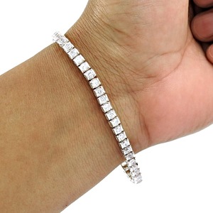 Classic Style Jewelry Brilliant Cut White CZ Tennis Bracelet Available In 925 Sterling Silver Chain Bracelet For <b>Men</b> And Women - Product Image 3