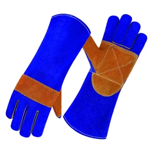Gants en cuir de vachette résistant à la chaleur, longs, pour la protection des mains contre les étincelles de soudage, gants de sécurité renforcés - Product Image 2