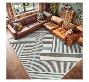 Tapis d'appoint géométrique de grande taille sur mesure, style Mid-Century Modern, à motifs linéaires, abstrait minimaliste, à rayures, scandinave - Product Image 2