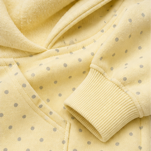 Sudadera con Capucha Personalizada para Mujer, Color Amarillo Mantequilla, Corte Holgado, Estilo Informal, con Estampado de Puntos, de Algodón Ligero - Product Image 5