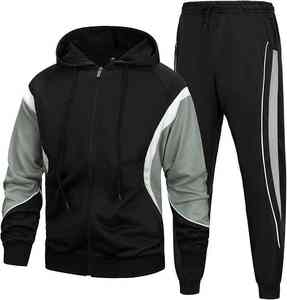 Conjunto Deportivo de Dos Piezas para Hombre, Sudadera con Capucha de Forro Polar de Poliéster, Corte Ajustado, para Gimnasio, Correr, Ropa Deportiva Urbana - Product Image 1