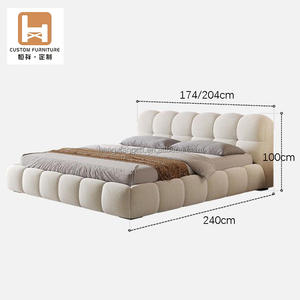 थोक लोकप्रिय पफ बिस्तर सेट फर्नीचर बेडरूम डिजाइनर क्रीम सफेद कपड़े बिस्तर के लिए गर्म बिक्री होटल आधुनिक राजा बिस्तर फ्रेम - Product Image 5
