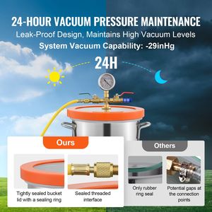 Camera di Degassaggio Sottovuoto Aggiornata da 3 Galloni con Coperchio in Vetro Temperato, Recipiente a Pressione in Acciaio Inossidabile 304 con Stabilizzazione Woo - Product Image 2