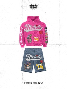 Ensemble sweat à capuche zippé et short pour homme Richer, style streetwear oversize en polaire polyester avec imprimé par sublimation – En promotion - Product Image 2