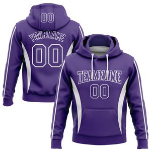 Sudadera con Capucha Morada Personalizada para Hombre con Nombre, Número y Diseño de Bolsillo, Sublimación en Poliéster, Ropa Deportiva Casual de Otoño - Product Image 1