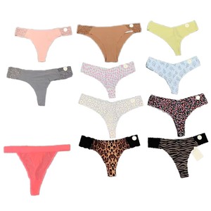 กางเกงในผู้หญิงแบบ Thong เอวต่ำ ไร้ตะเข็บ บางเฉียบ ลายดอกไม้ แต่งลูกไม้ ผ้าถักผสมสแปนเด็กซ์และโพลีเอสเตอร์ สไตล์เซ็กซี่ - Product Image 1