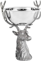 Bol à Trophée Moderne de Luxe en Métal Argenté Tête de Cerf/Renne, Durable et Écologique, pour Fêtes et Décoration Intérieure