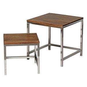 Designer Metal <b>Nesting</b> <b>Tables</b> With Glass Top Multipurpose Use <b>Coffee</b> Side <b>Table</b> <b>Set</b> For Modern Decor - Product Image 5