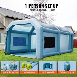 20x10x8ft High Powerful 480W+750W <b>Blowers</b> LED Inflatable Spray Booth Tent for <b>Car</b> Paint 8ft Inflatable Paint Booth Tent Air - Product Image 2