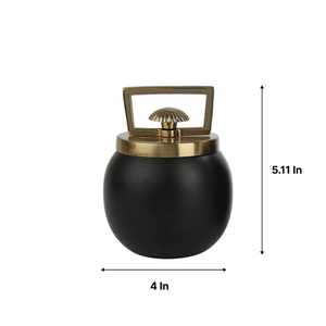 Tapa y asa para tazón negra y dorada de 4 pulgadas de diámetro, recipiente hermético de diseño minimalista para regalo. - Product Image 1