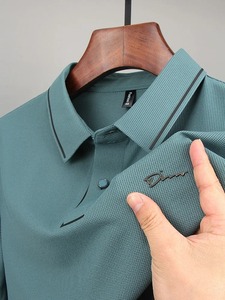 Camiseta de Lujo para Hombre, Jersey Sólido, Bordado Personalizado, Cuello Solapa, Transpirable, Top de Verano - Product Image 6