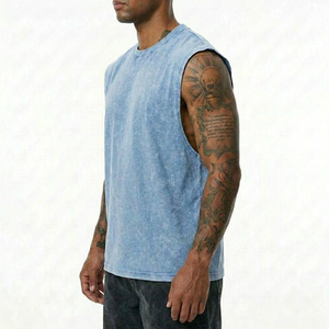 Camiseta sin mangas de alta gama con lavado mineral, etiqueta tejida personalizada y bajo MOQ, suministro de Sialkot - Product Image 2