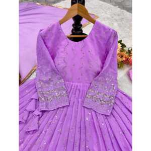 Hermoso vestido tradicional musulmán Anarkali para fiestas completo con Pent y Dupatta - Product Image 6