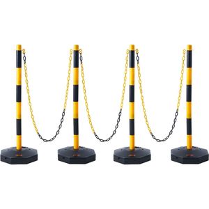 Regolabile 8FT giallo nero delineatore del traffico Post coni 4 Pack riempibile Base di sicurezza del traffico barriera di avvertimento parcheggio - Product Image 1