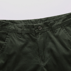 Shorts cargo pour homme, couleur unie, taille mi-haute, fermeture boutonnée, avec poches, vêtements décontractés, respirants, en toile, style Bermuda - Product Image 6