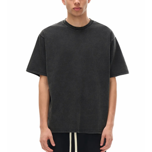 Camiseta de Manga Corta para Hombre, Negra, Oversize, Cuello Redondo, Color Sólido, Tejido de Algodón, Diseño Liso, Corte Regular - Product Image 2