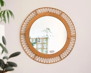 Wooden <b>Mirror</b> For Wall Decor Rustic Handcrafted Wooden <b>Frame</b> <b>Mirror</b> Natural Style Home Bathroom Bedroom Living Room Decor - Product Image 2