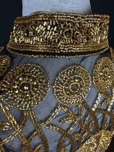 COTTON COUTURE Golden Polyester Beaded Shoulder <b>Cape</b> with Tassel Fringe Embellishment for Elegant Party Wear <b>Wedding</b> - Product Image 3