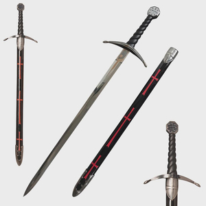 Espada templaria medieval de acero inoxidable con cruz roja, artículos decorativos - Product Image 6