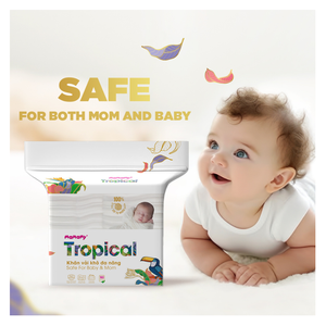ผ้าเช็ดตัวอเนกประสงค์สำหรับเด็ก Mamamy Tropical สำหรับการเดินทาง ผ้าไม่ถักทอคุณภาพสูง ดีไซน์แบบอัดแน่น 160 ชิ้น ขายส่ง - Product Image 1