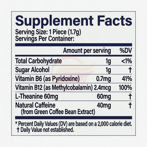 Chewing-gum énergétique Direct Factory avec 60 mg de caféine, sans sucre, nutrition sportive, OEM, marque privée - Product Image 4