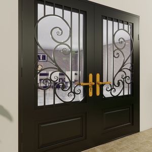 Puerta de Entrada Comercial de Hierro Forjado de Lujo, Impermeable, Decorativa y de Seguridad con Vidrio Templado para Proyectos - Product Image 3