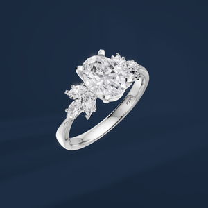 Bague de fiançailles classique pour femme, coupe ovale, avec diamants de laboratoire sur les côtés, alliance plaquée platine de luxe, certifiée IGI, bague de mariage - Product Image 6