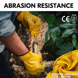 Patch Palm Reinforced Cowhide Grain Leather <b>Driver</b> Work <b>Gloves</b> Soft & Comfortable Heat Resistant Household Gardening <b>Gloves</b> - Product Image 4