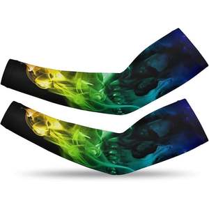 Mangas Largas Unisex de Seda Helada con Protección UPF50+ y Estampado por Sublimación, Diseño de Calavera y Llama, Camuflaje Sólido, para Exteriores - Product Image 1