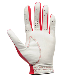 Guantes de Golf de Moda, Más Vendidos, de Cuero Genuino, Transpirables, Unisex, para Mano Derecha, Blancos y Rojos - Product Image 2