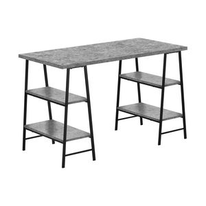 Scrivania Moderna Contemporanea da 48 Pollici per Ufficio Domestico con Ripiani Portaoggetti, Laminato Grigio e Metallo Nero per Lavoro con Laptop - Product Image 2