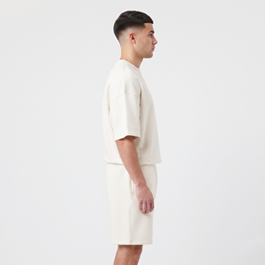 Ensemble T-shirt et short personnalisé en coton épais, T-shirt à manches courtes, deux pièces, unisexe, été - Product Image 2