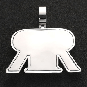 Mens Lab Grown Diamond 925 <b>Silver</b> Baguette <b>Initial</b> R Pendant Iced Statement <b>Necklace</b> Luxury Custom Name Hip Hop Present - Product Image 6