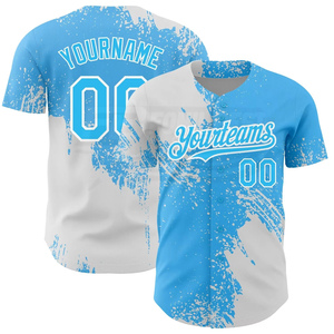 Camiseta de Béisbol Personalizada con Estampado Completo, Diseño de Palmeras y Flamencos Blancos, Manga Corta, Cierre de Botones, Nombre del Equipo, Ropa Deportiva de Verano para Hombre - Product Image 1