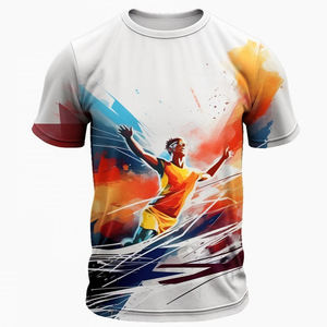 เสื้อยืดกราฟิกนักวิ่งสีสันสดใสสำหรับผู้ชาย เสื้อกีฬาวิ่งมาราธอน เสื้อซับลิเมชั่น 3 มิติ ระบายอากาศได้ดี แห้งเร็ว เสื้อออกกำลังกาย - Product Image 3