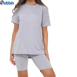 Conjuntos de Verano para Mujer, Shorts y Camisetas, Traje Deportivo Corto, Tendencia de Verano, Logotipo Personalizado, Conjunto de Dos Piezas de Algodón - Product Image 2