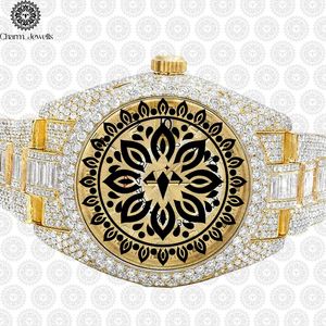 Charm Jewells Luxury Gold <b>Watch</b> Round Case Analog Quartz Movement <b>Diamond</b> Encrusted Band Women Fashion - Product Image 2
