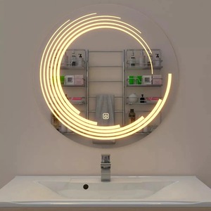 LED Bathroom Mirror 24x24 Inches Touch Sensor Adjustable Light Smart <b>Memory</b> Function Scandinavian <b>Wall</b> Mirror - Product Image 1