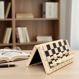 Tablero de Ajedrez Rectangular Rústico y Ecológico de ILAHI, Hecho a Mano con Madera Pura al 100%, Estilo Animal/Amor, Tamaño Personalizado - Product Image 2
