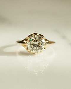 Anillo de Diamantes de Corte Redondo de 2.02CT Estilo Vintage para Mujer, Cultivados en Laboratorio, con Oro Sólido de 14K, Regalo de Propuesta para Novias - Product Image 1