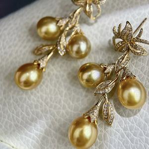 ต่างหูแฟชั่นแบบขายส่งจากผู้ผลิต ขนาด 11-10 มม. ลูกปัดทองธรรมชาติ ดีไซน์เรียบหรู ง่ายๆ  ตัวเรือนเงินแท้ - Product Image 1