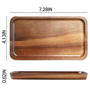 Ensemble de 4 plateaux de service en bois, plateaux en bois massif, planches à découper décoratives pour plats, assiettes, collations, dîner, utilisation à la maison, cuisine - Product Image 5