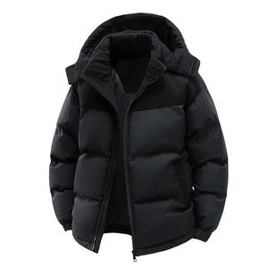 YZ OEM Custom Printed Men's Long Winter Puffer <b>Jacket</b> Stand Collar Hood with <b>Canvas</b> Fabric Street Style Customized Logo - Product Image 2