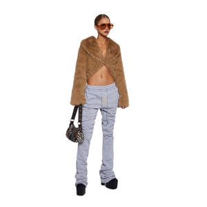 Pantalones Deportivos de Alta Calidad para Mujer, 100% Algodón Orgánico, Forro Polar Antiestático, Estilo Urbano, Ropa de Invierno - Product Image 2