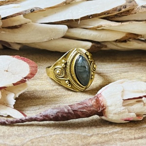 Bulk Order Available Brass <b>Ring</b> <b>Labradorite</b> Gold Plated Vintage <b>Ring</b> Tribal Style Spiral Design Wholesale Statement Women <b>Ring</b> - Product Image 3