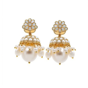 Pendientes Jhumki con Cadena de Perlas Kan, Jewelemarket 10575574WH - Product Image 2