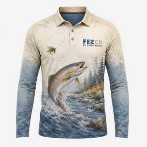 เสื้อโปโลตกปลาสำหรับผู้ใหญ่ UPF50+ แขนยาว เสื้อผ้าตกปลาแบบกำหนดเอง 100% โพลีเอสเตอร์ เสื้อสำหรับตกปลา - Product Image 1