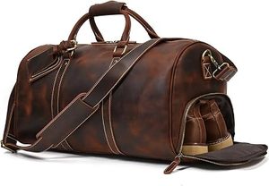 Full Grain Leather Eco-Friendly High Quality Weekender Travel <b>Bag</b> with Shoe Pouch Carry on <b>Overnight</b> Duffle - Product Image 4