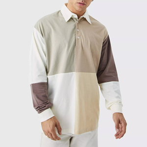 Men's Color Blocked Long Sleeve Casual <b>Shirt</b> Poplin Oversized Button Down <b>Collar</b> Full Sleeve Spring Wear - Product Image 1